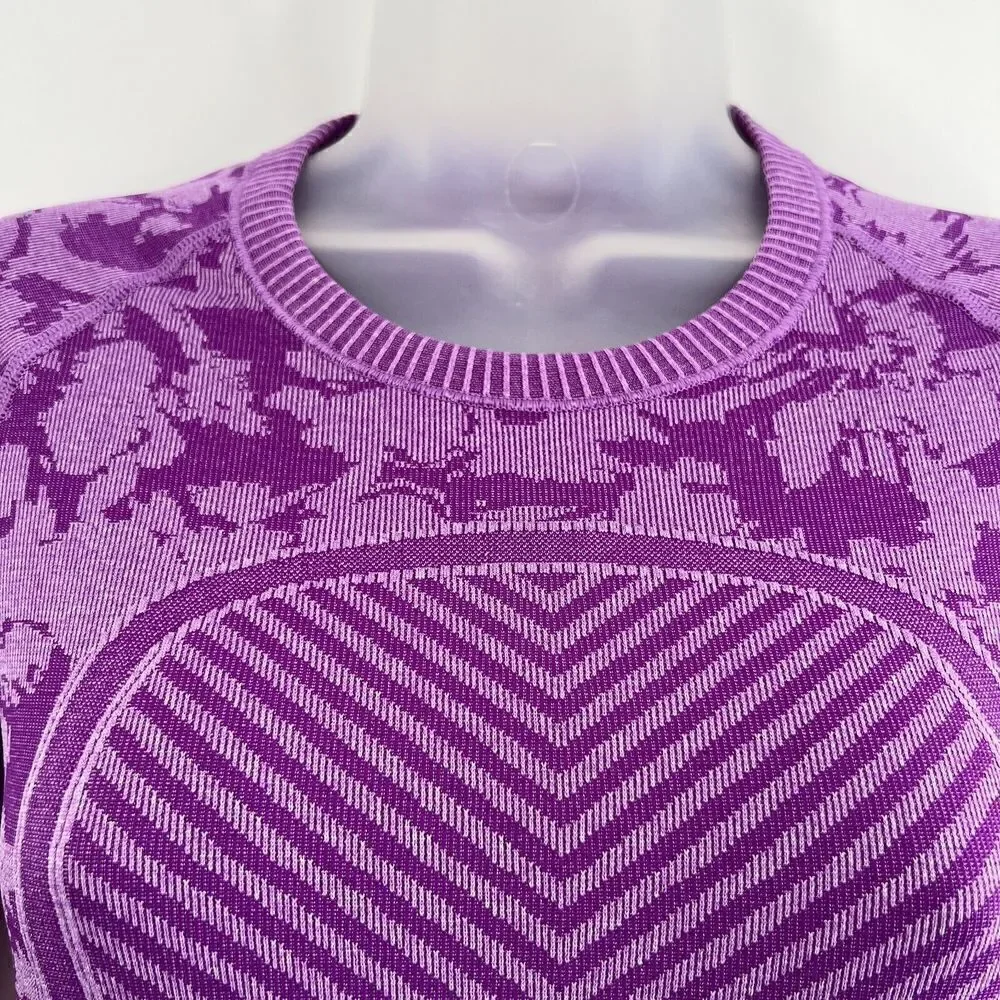 Lululemon Swiftly Tech Long Sleeve Top Women's Size 4 Purple Camo Running Yoga